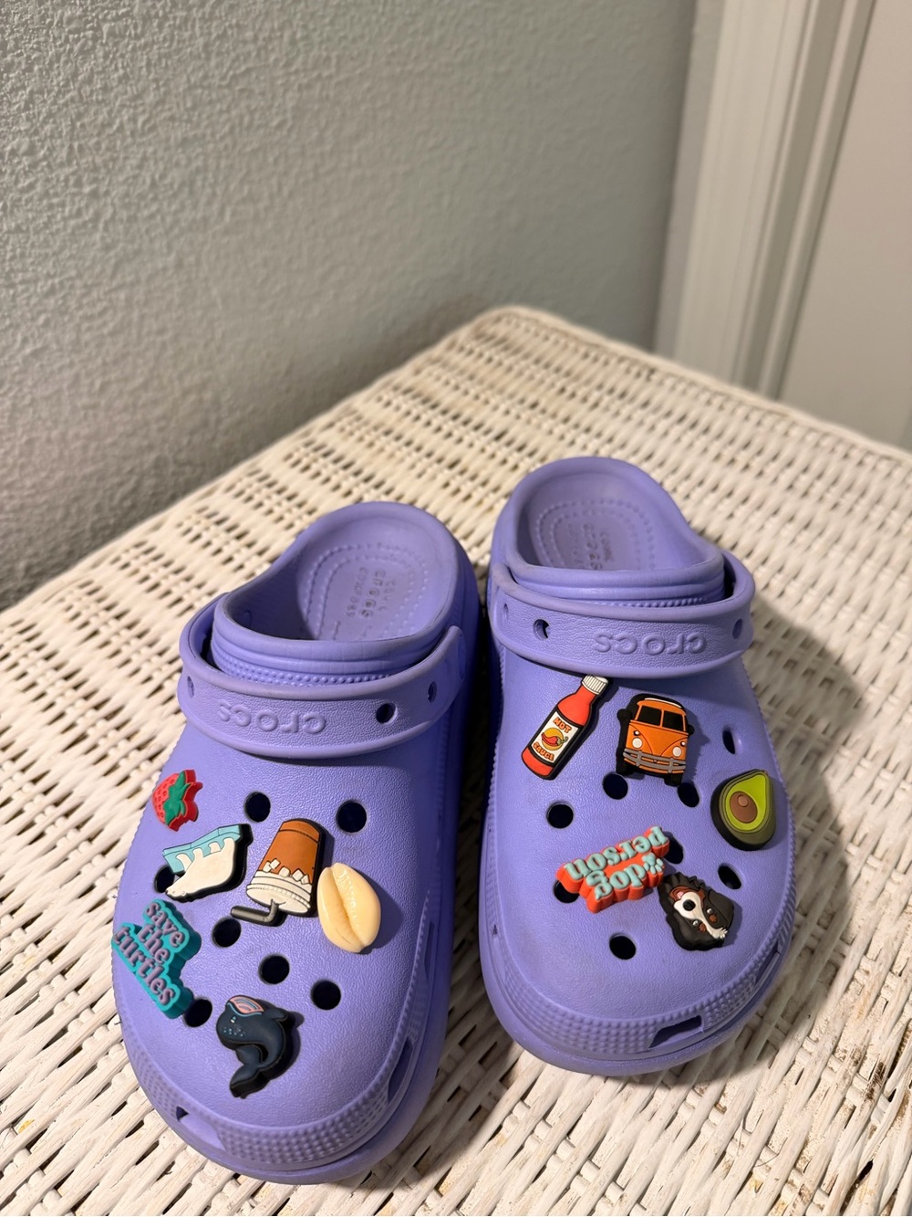 CROCS Kids' Purple Platform Clogs with Jibbitz Charms